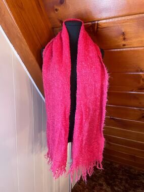 60s Mod Vintage Andrew Stewart Scotland Bright Pink Mohair Blend Shawl Scarf